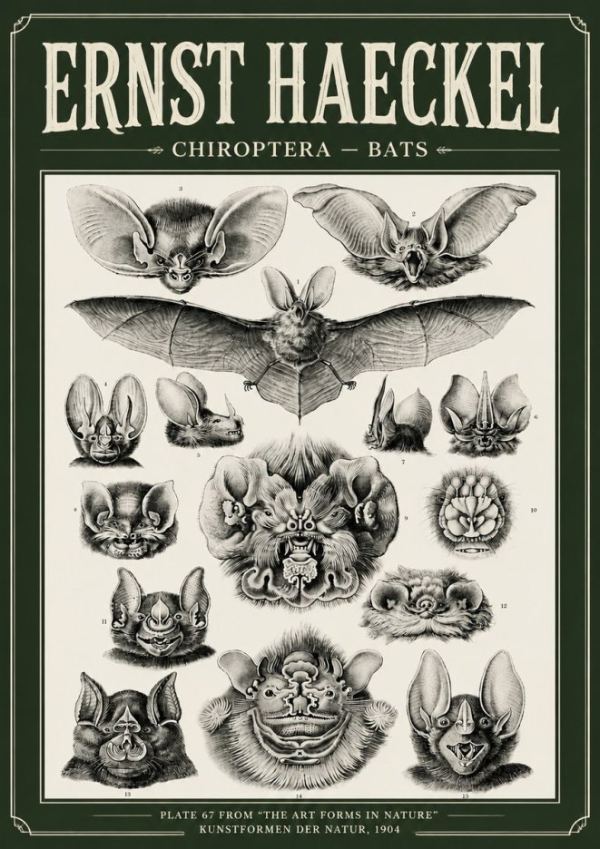 Ernst Haeckel Chiroptera Bats No6 - Plakat