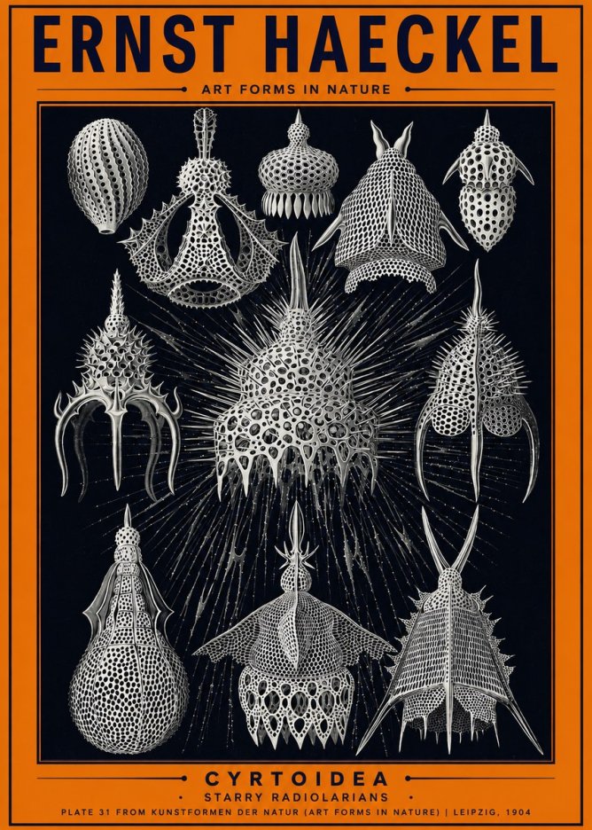 Ernst Haeckel Cyrtoidea - Starry Radiolarians No2 - Plakat