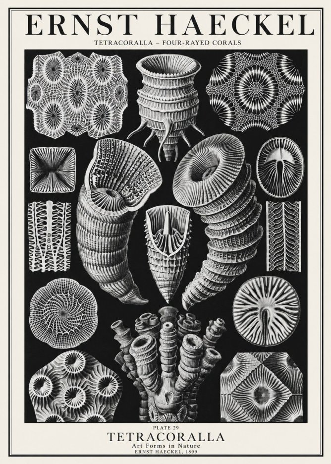 Ernst Haeckel Tetracoralla - Four-rayed Corals No1 - Plakat