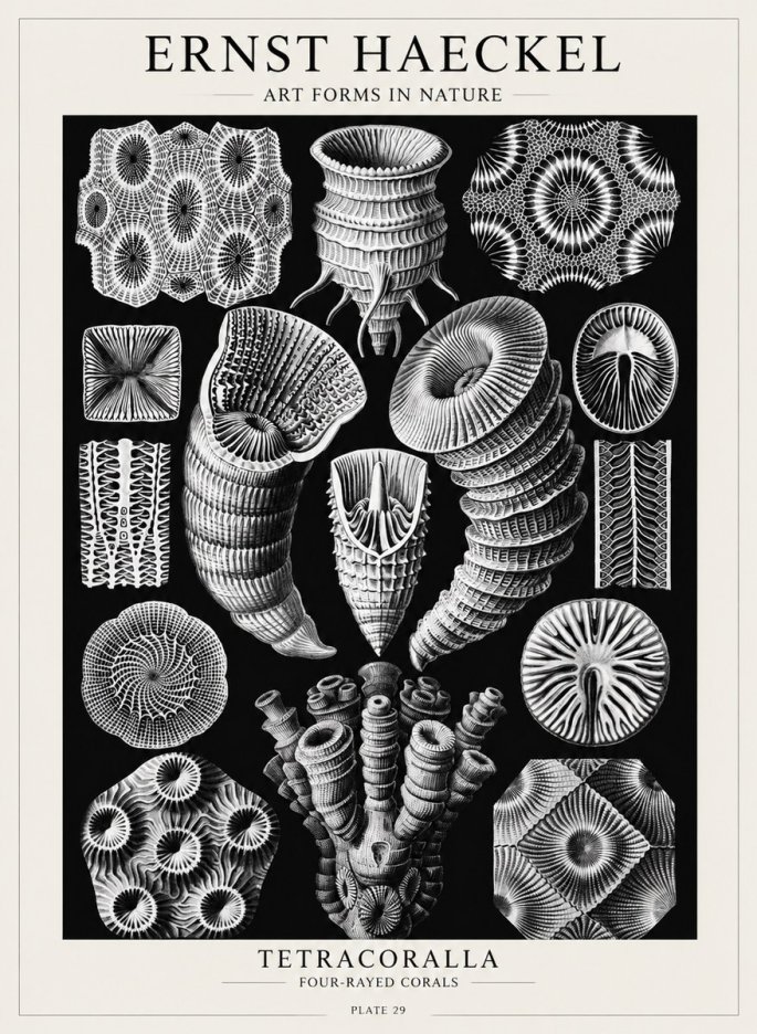 Ernst Haeckel Tetracoralla - Four-rayed Corals No4 - Plakat