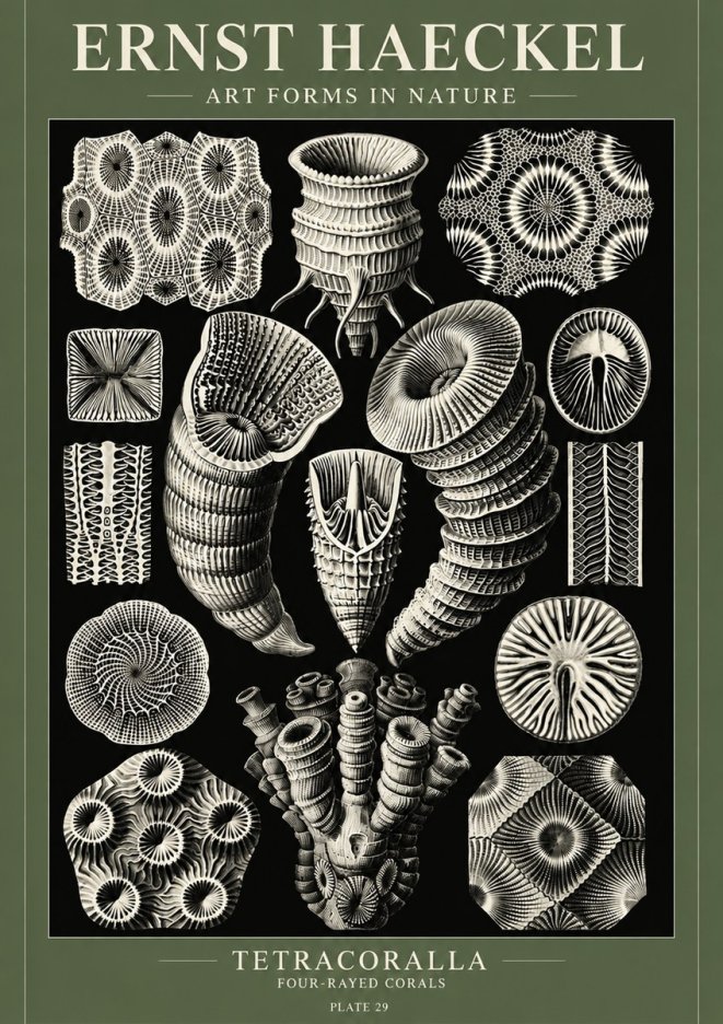 Ernst Haeckel Tetracoralla - Four-rayed Corals No6 - Plakat