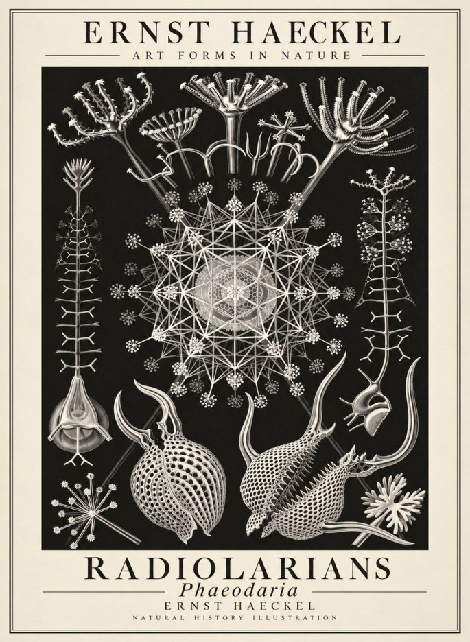 Ernst Haeckel Phaeodaria Radiolarians - Plate 61 No3 - Plakat