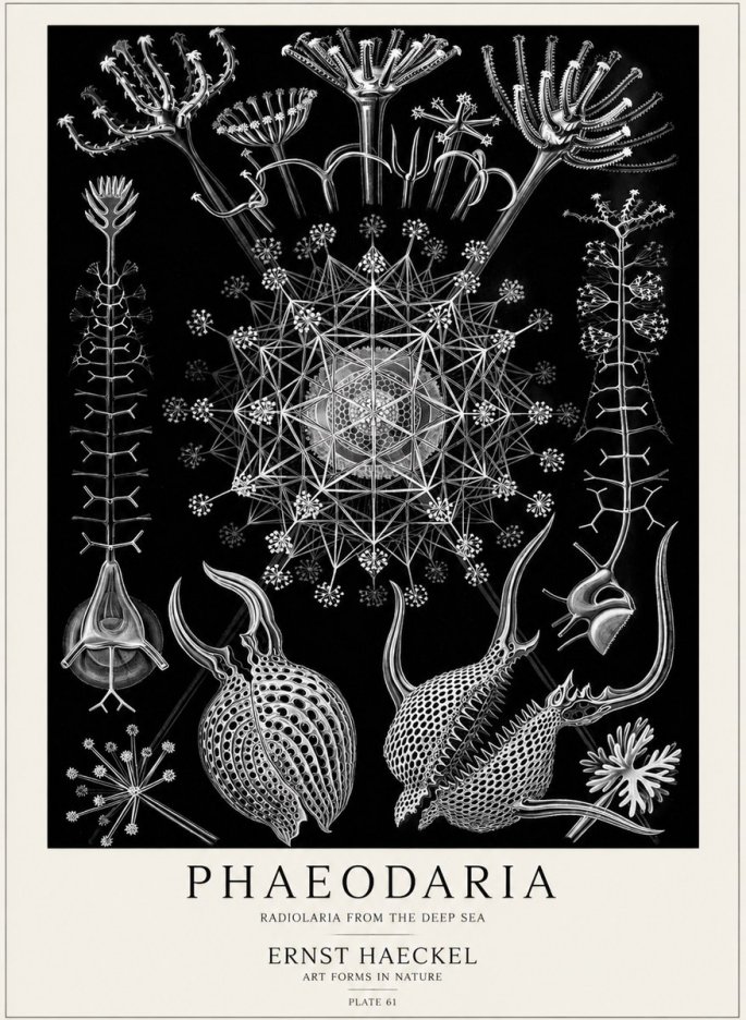 Ernst Haeckel Phaeodaria Radiolarians - Plate 61 No5 - Plakat