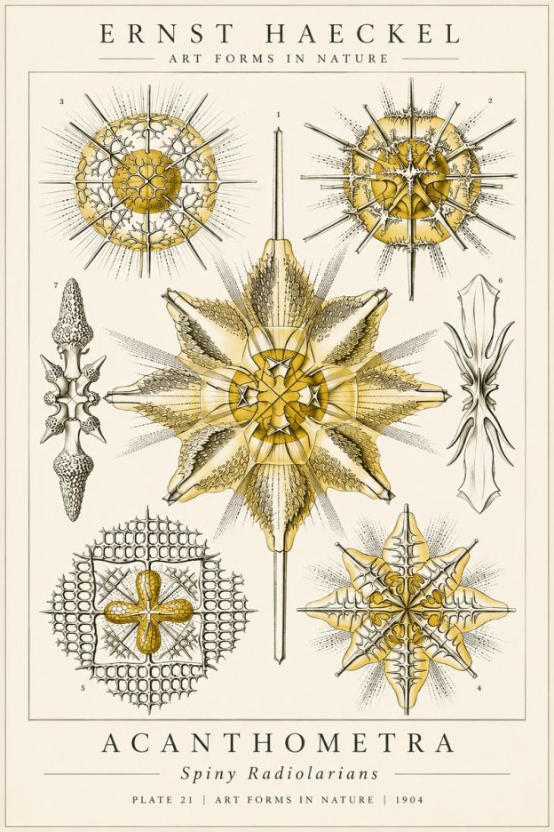 Ernst Haeckel Acanthometra - Star Radiolarians No6 - Plakat