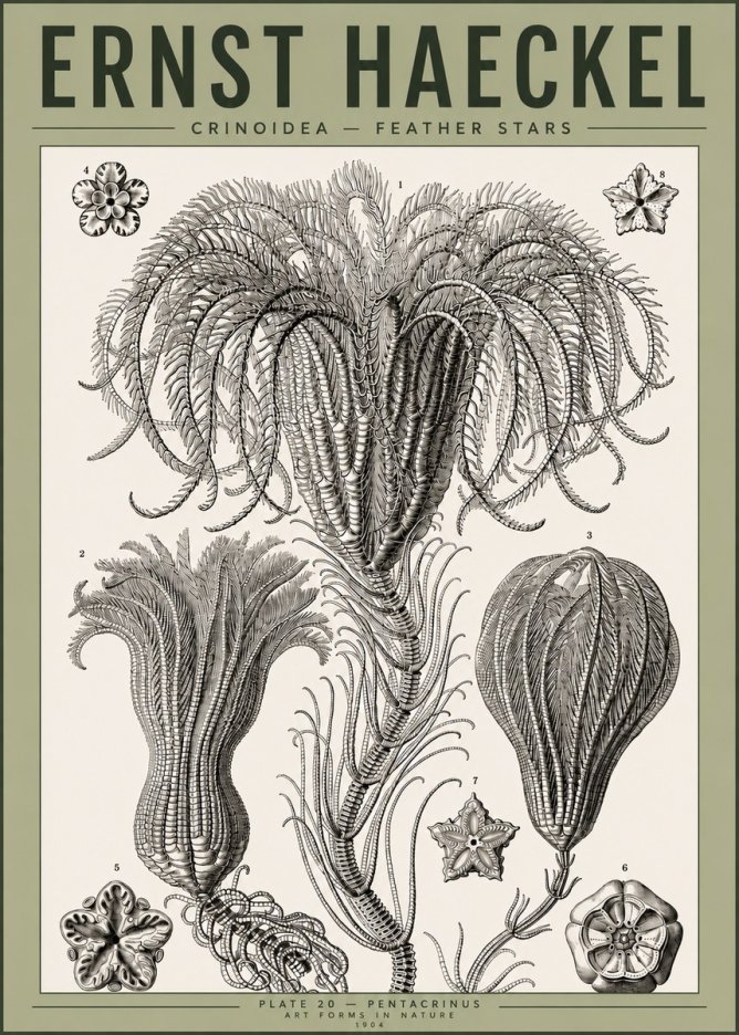 Ernst Haeckel Crinoidea - Palm Lilies No4 - Plakat