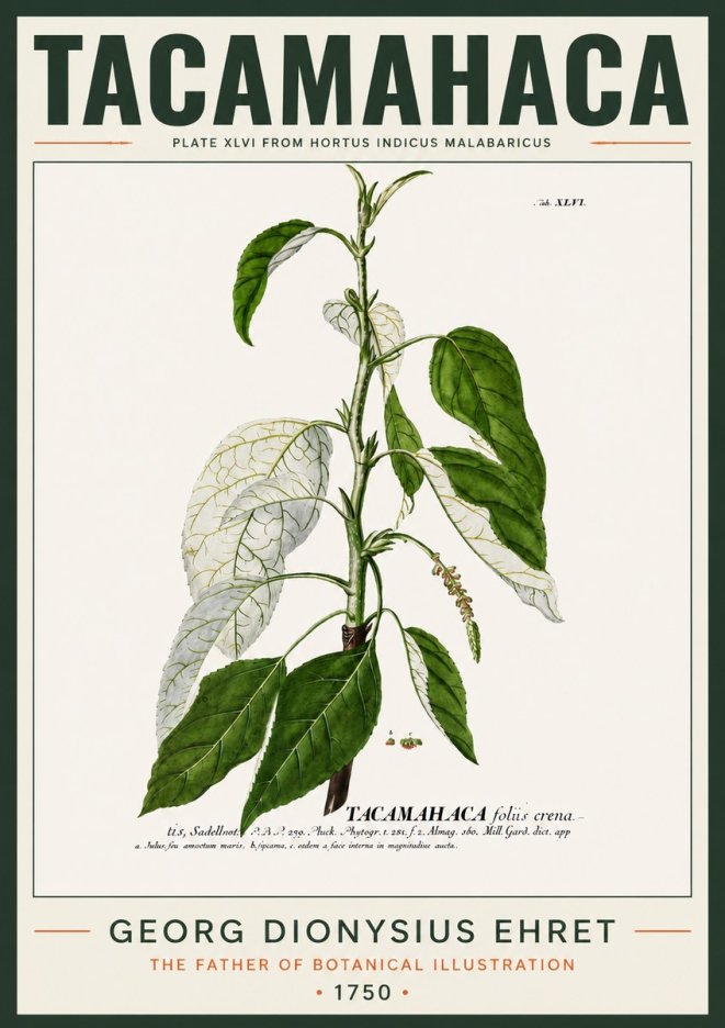 Georg Dionysius Ehret Tacamahaca (Saddlewood) No4 - Plakat