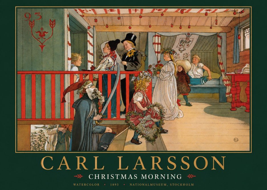 Carl Larsson Children Bringing Flowers No5 - Plakat
