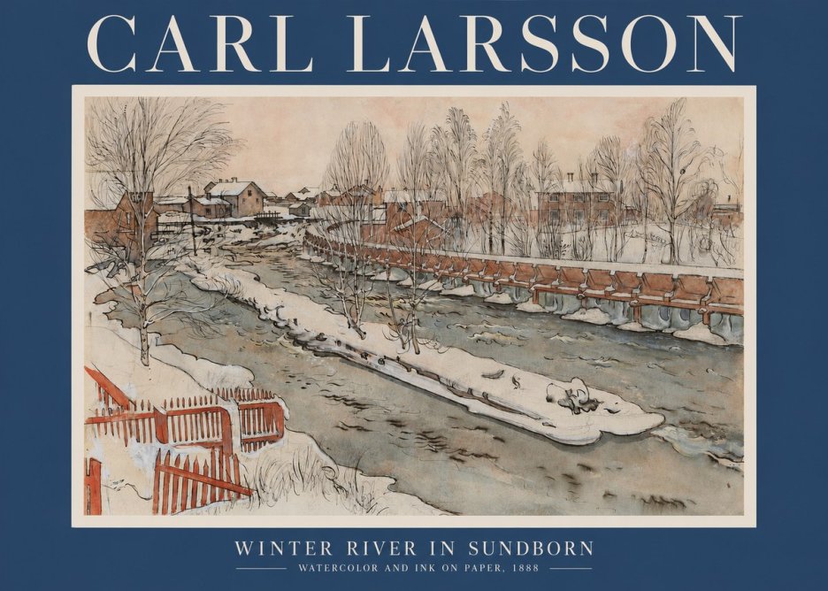 Carl Larsson Winter River in Sundborn No2 - Plakat