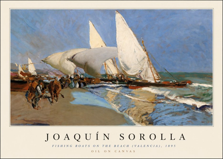 Sorolla Fishing Boats on the Beach (Valencia), 1895 No3 - Plakat