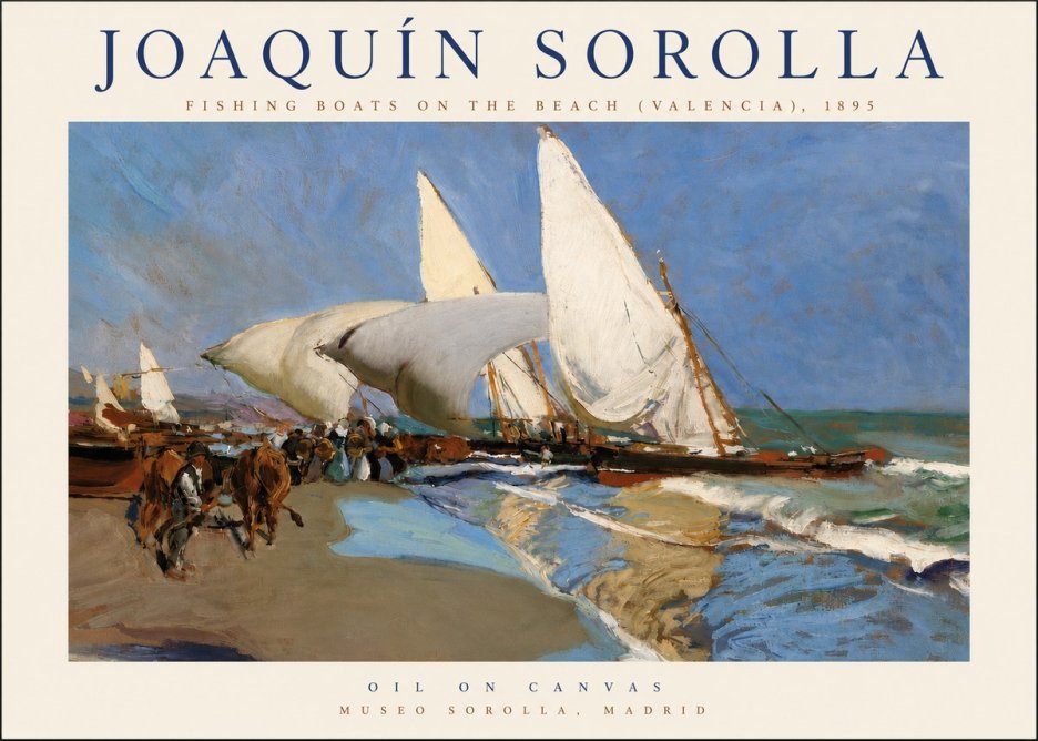 Sorolla Fishing Boats on the Beach (Valencia), 1895 No4 - Plakat