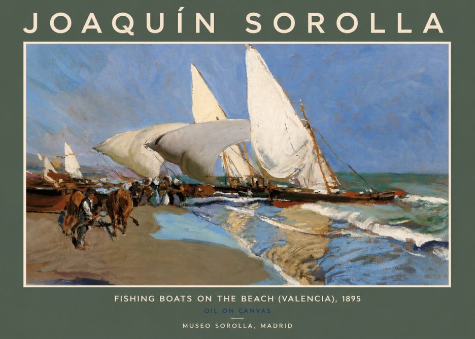 Sorolla Fishing Boats on the Beach (Valencia), 1895 No5 - Plakat