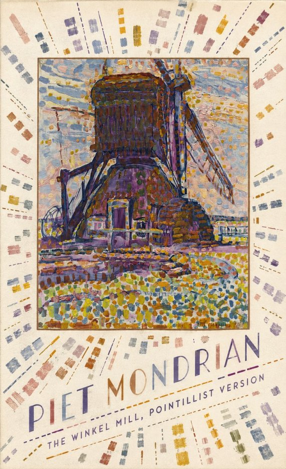 Piet Mondrian The Winkel Mill, Pointillist Version No4 - Plakat