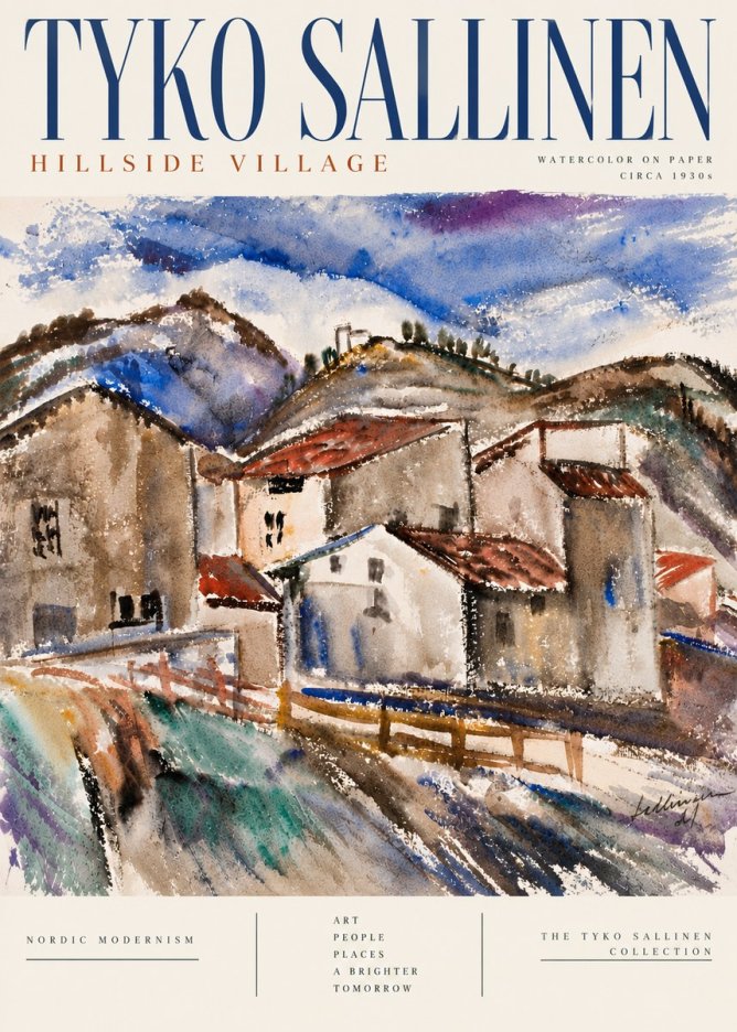 Tyko Sallinen Hillside Village No6 - Plakat