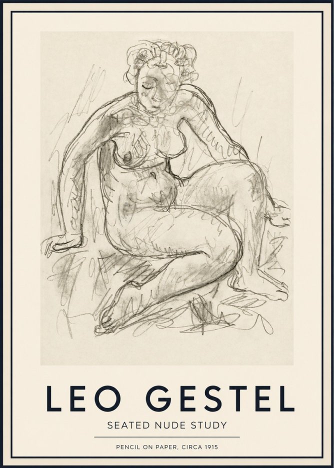Leo Gestel Seated Nude Study No3 - Plakat