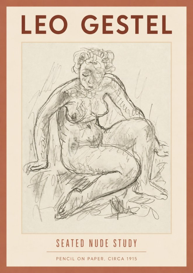 Leo Gestel Seated Nude Study No4 - Plakat