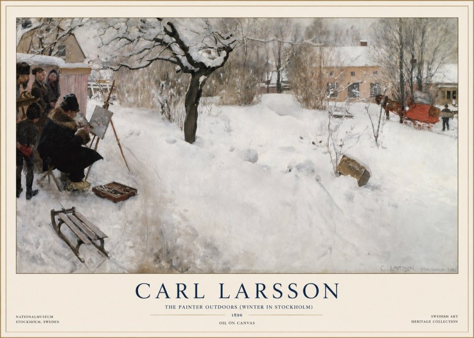 Carl Larsson The Painter Outdoors (Winter in Stockholm) No1 - Plakat