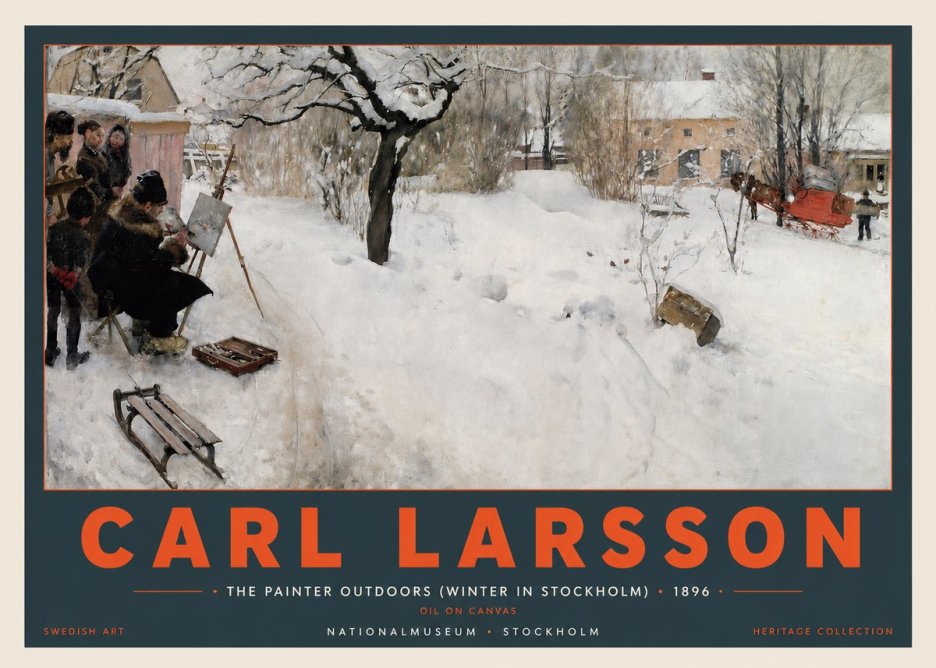 Carl Larsson The Painter Outdoors (Winter in Stockholm) No2 - Plakat