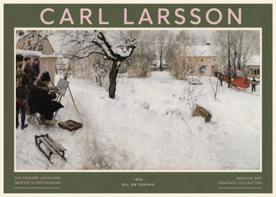 Carl Larsson The Painter Outdoors (Winter in Stockholm) No3 - Plakat