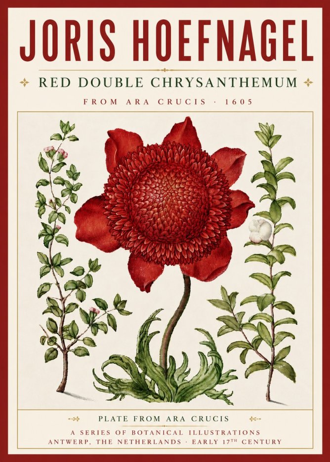 Joris Hoefnagel Red Double Chrysanthemum No5 - Plakat