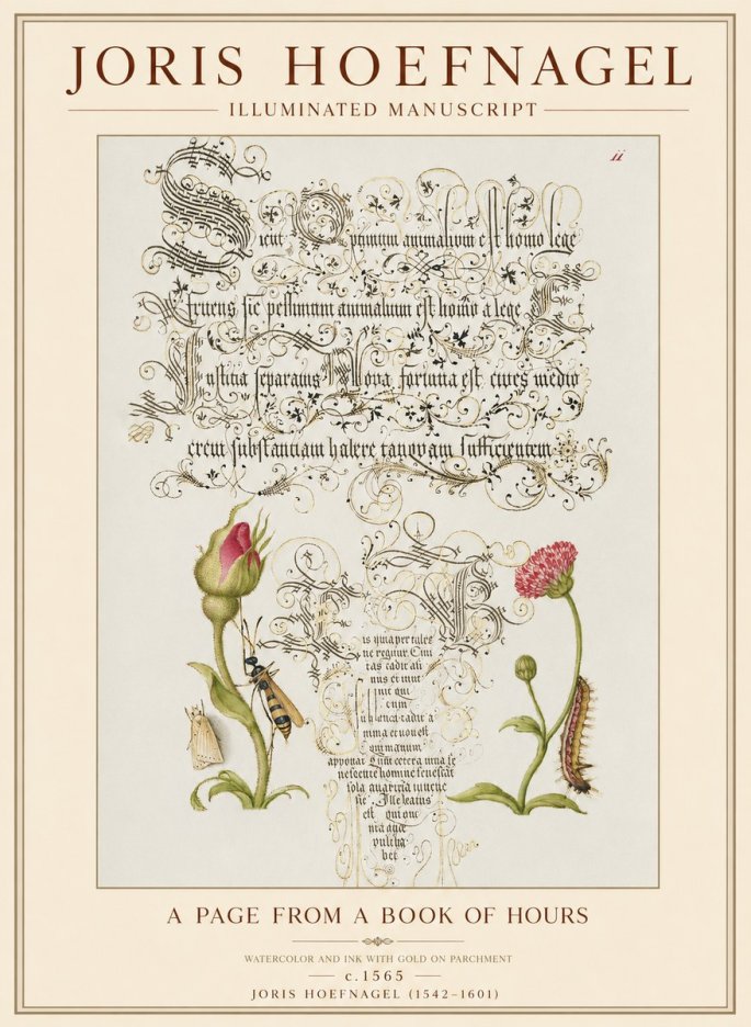 Joris Hoefnagel A Page from a Book of Hours No1 - Plakat