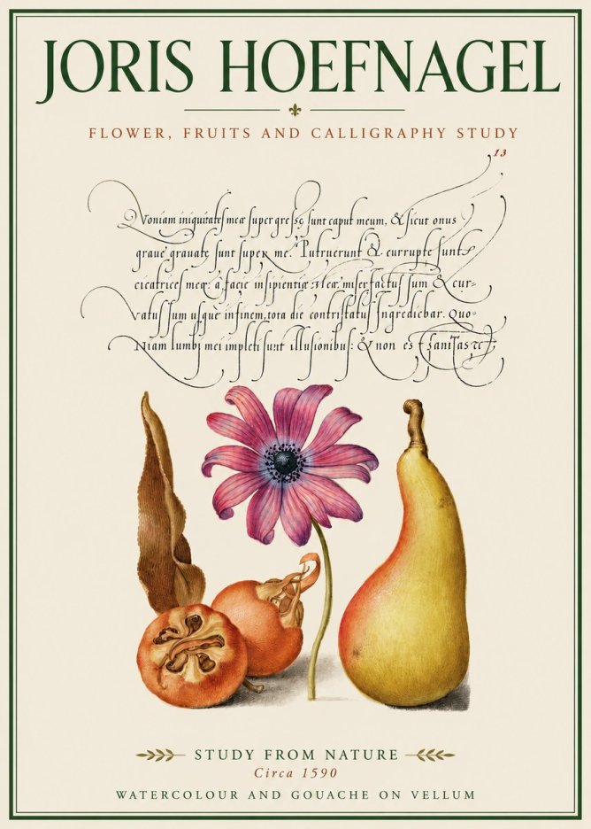 Joris Hoefnagel Study of Flower and Fruits No4 - Plakat