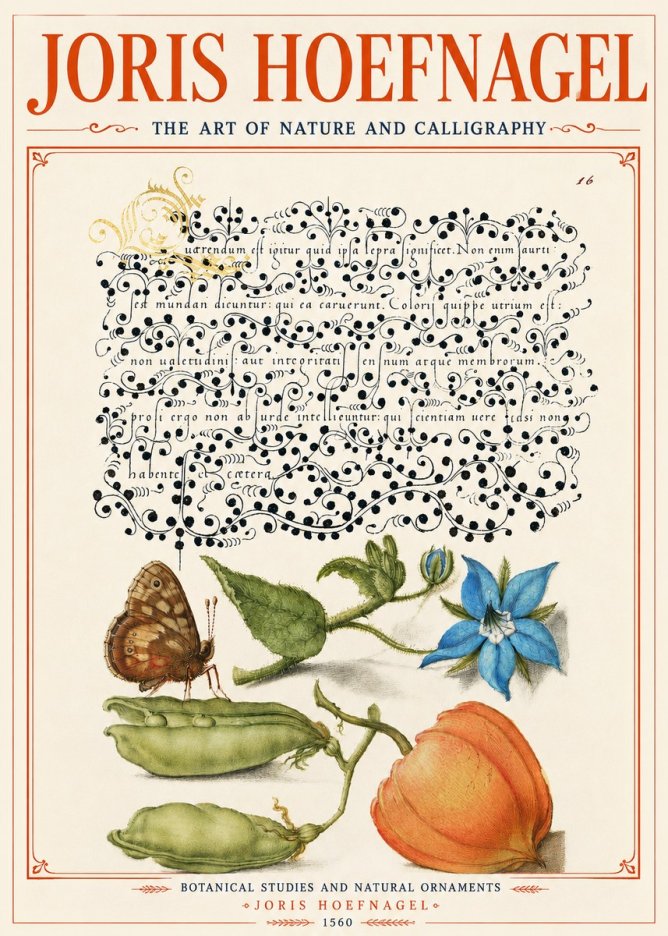 Joris Hoefnagel Study of Plants and Butterfly No6 - Plakat