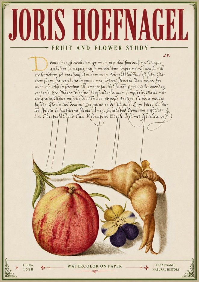 Joris Hoefnagel Fruit and Flower Study No6 - Plakat