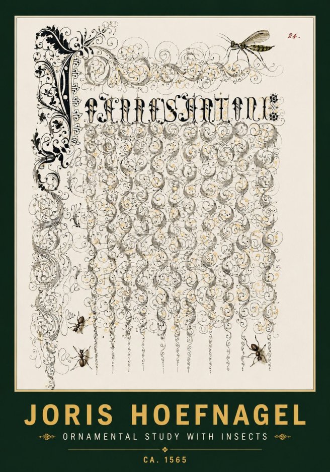 Joris Hoefnagel Ornamental Study with Insects No4 - Plakat
