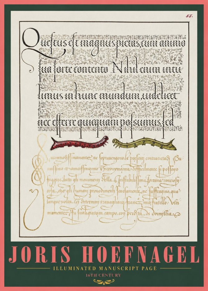 Joris Hoefnagel Illuminated Manuscript Page I No2 - Plakat