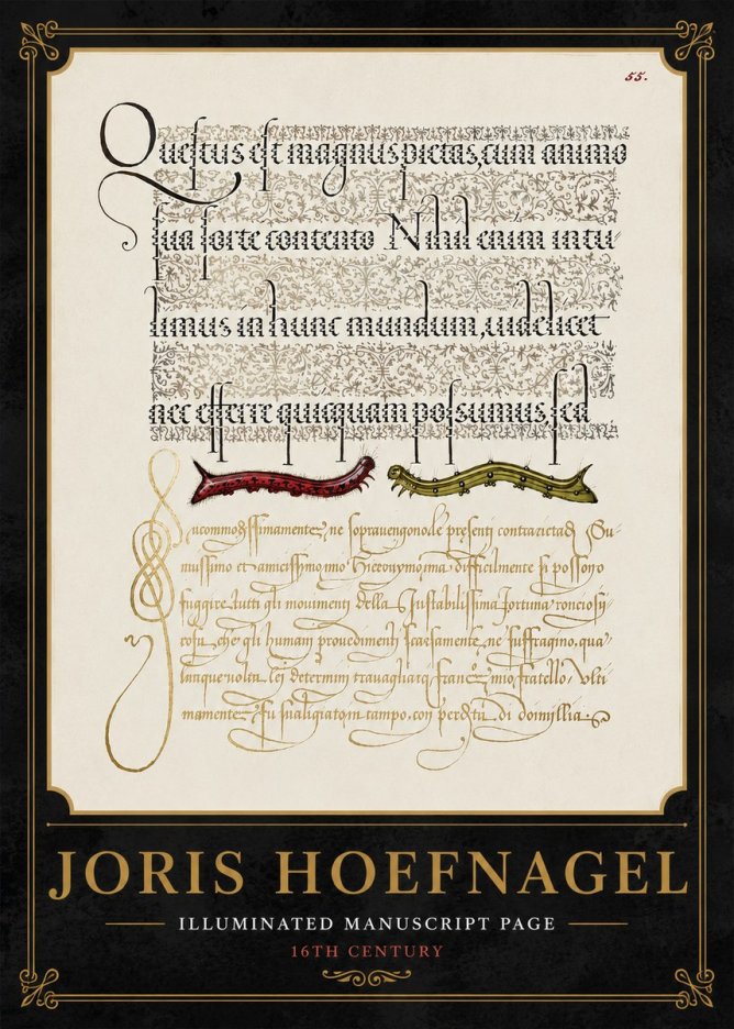 Joris Hoefnagel Illuminated Manuscript Page I No5 - Plakat