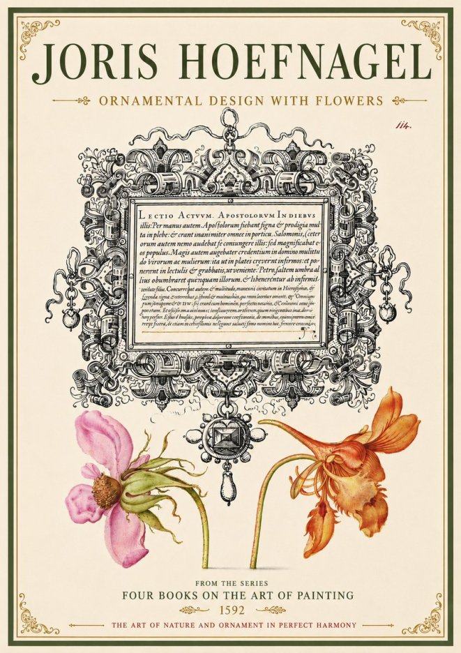 Joris Hoefnagel Ornament and Botanical Study No6 - Plakat