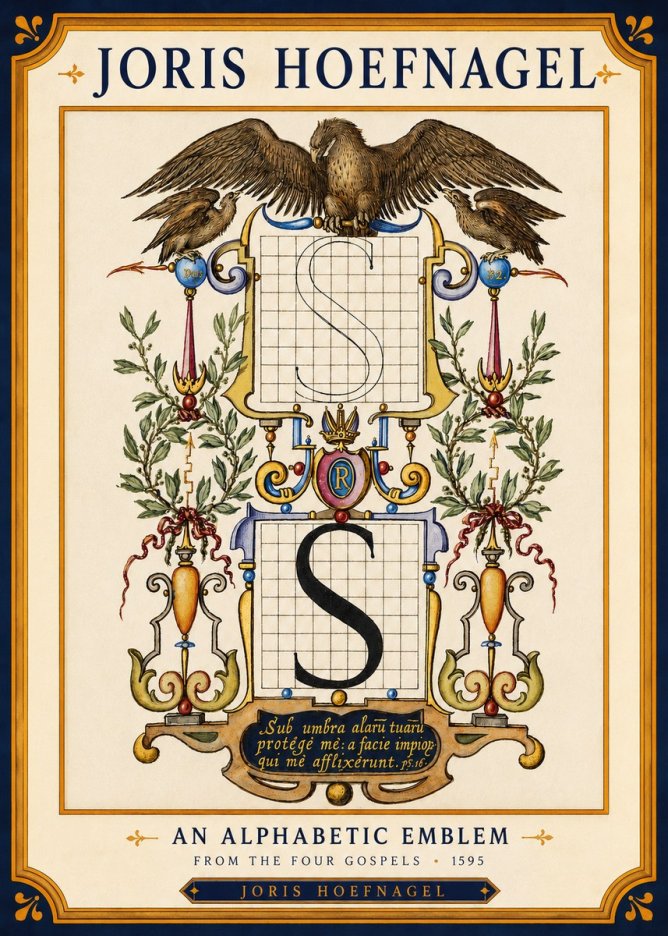 Joris Hoefnagel An Alphabetic Emblem from the Four Gospels No4 - Plakat
