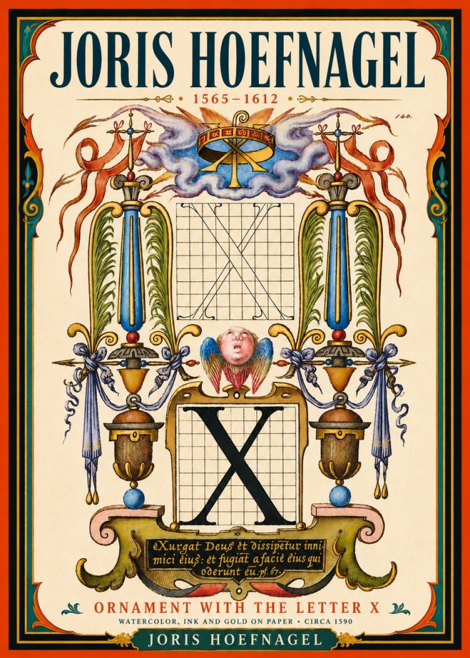 Joris Hoefnagel Ornament with the Letter X No5 - Plakat