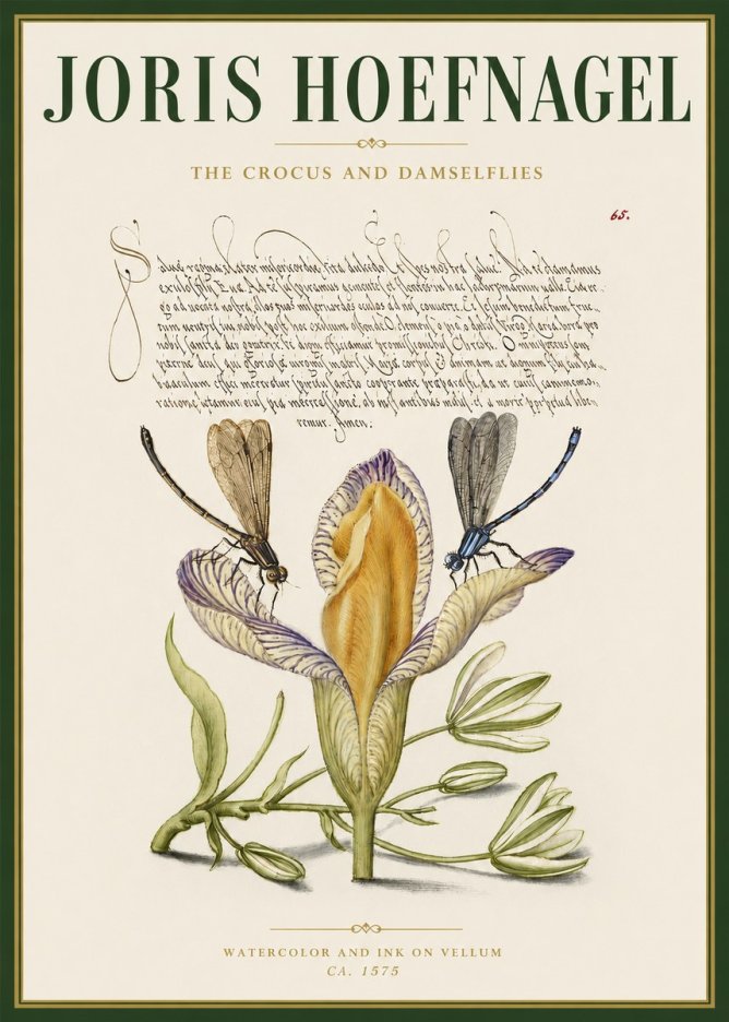 Joris Hoefnagel The Crocus and Damselflies No3 - Plakat