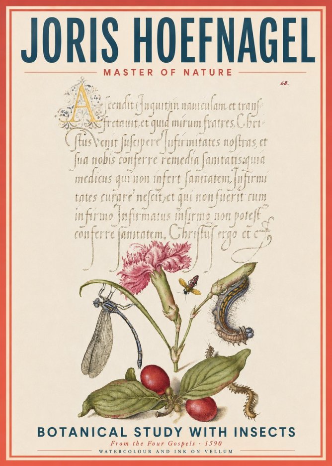 Joris Hoefnagel Botanical Study with Insects No4 - Plakat