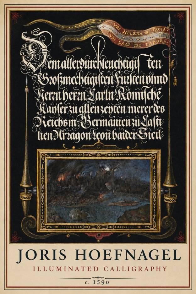 Joris Hoefnagel Illuminated Calligraphy No3 - Plakat