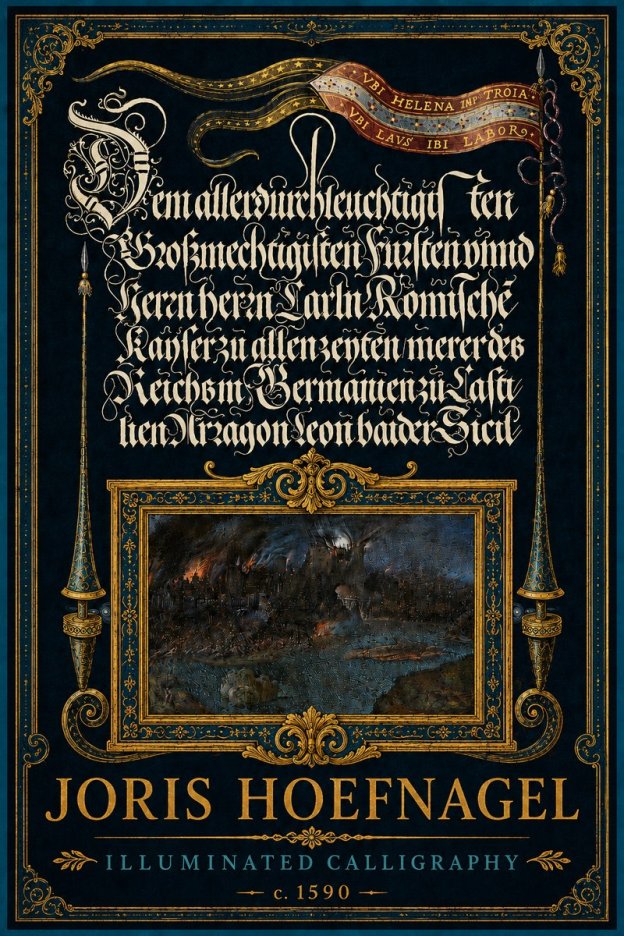 Joris Hoefnagel Illuminated Calligraphy No5 - Plakat