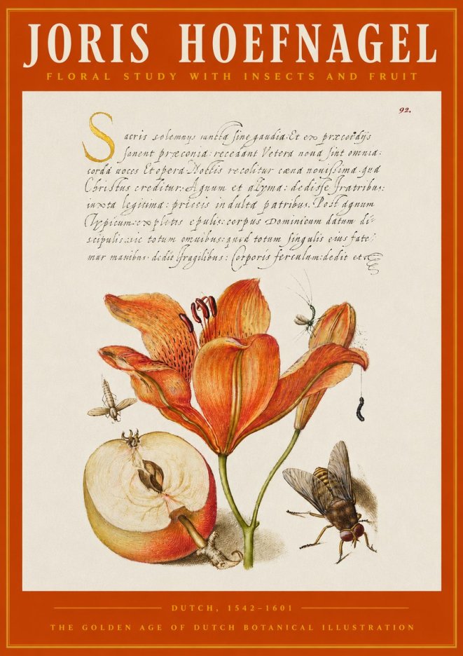 Joris Hoefnagel Floral Study with Insects and Fruit No2 - Plakat