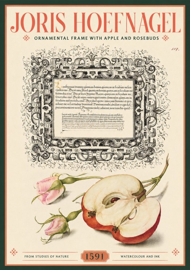 Joris Hoefnagel Illuminated Calligraphy and Botanical Study No3 - Plakat