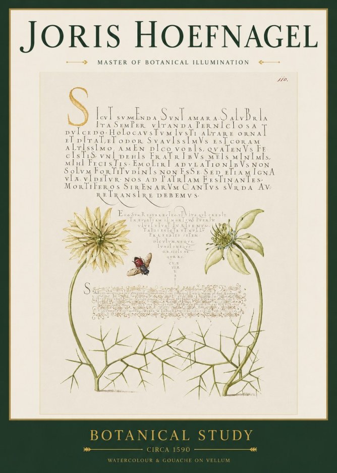 Joris Hoefnagel Botanical Study with Insect No3 - Plakat