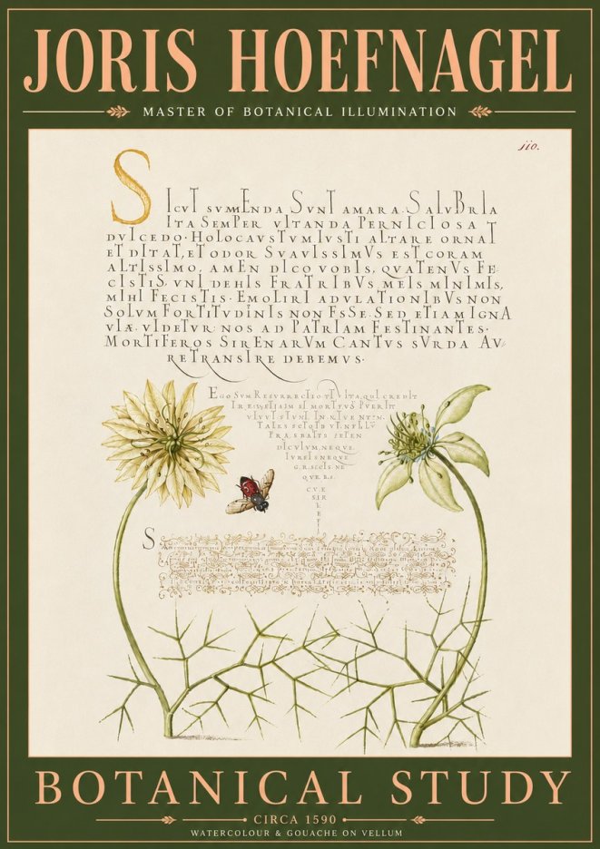 Joris Hoefnagel Botanical Study with Insect No6 - Plakat