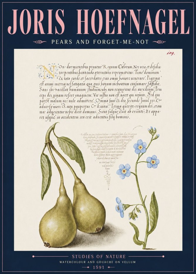 Joris Hoefnagel Pears and Forget-me-not No6 - Plakat