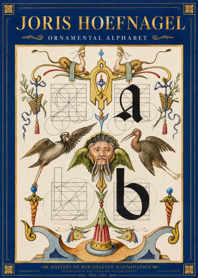 Joris Hoefnagel Ornamental Alphabet No3 - Plakat