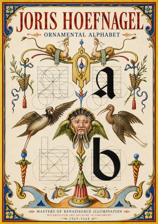 Joris Hoefnagel Ornamental Alphabet No6 - Plakat