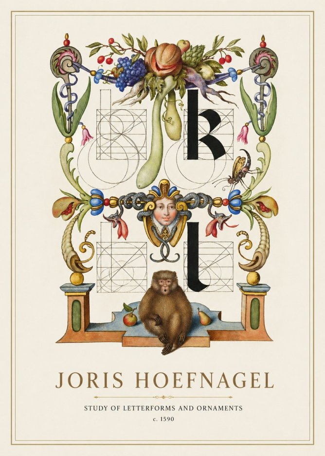Joris Hoefnagel Study of Letterforms and Ornaments No1 - Plakat