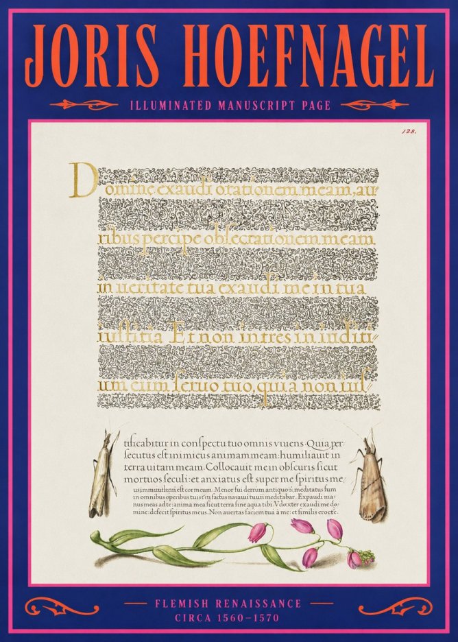 Joris Hoefnagel Illuminated Manuscript Page II No2 - Plakat