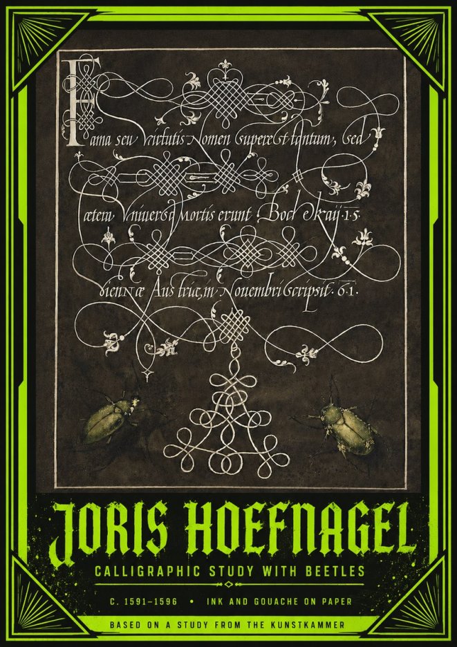 Joris Hoefnagel Calligraphic Study with Beetles No4 - Plakat
