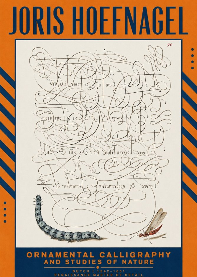 Joris Hoefnagel Ornamental Calligraphy and Studies of Nature No2 - Plakat