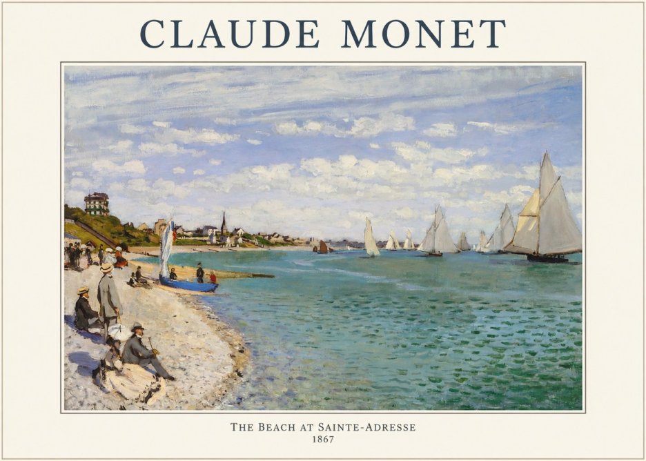Monet The Beach at Sainte-adresse IV No1 - Plakat
