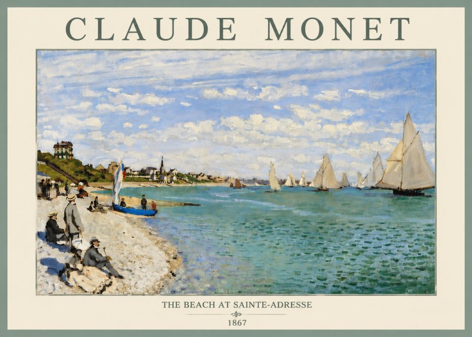 Monet The Beach at Sainte-adresse IV No6 - Plakat